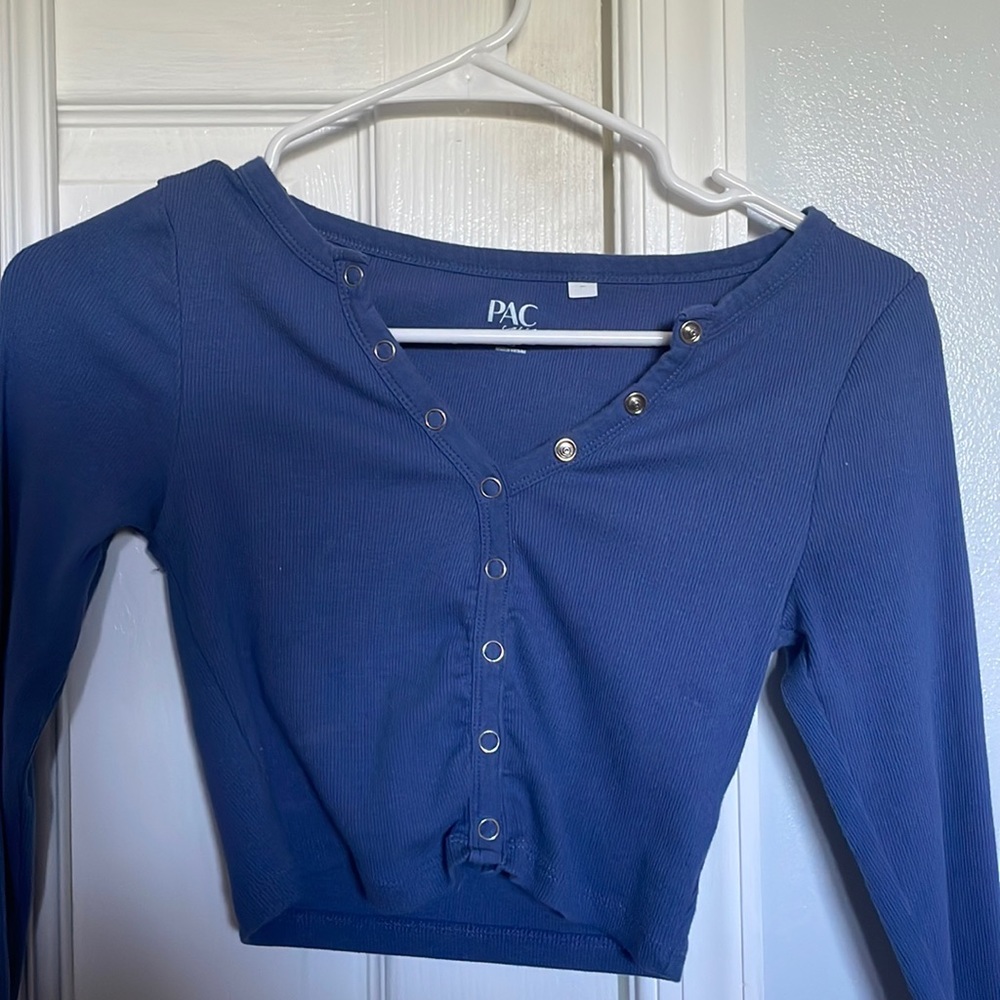 Blue lily sleeve button shirt from Pacsun